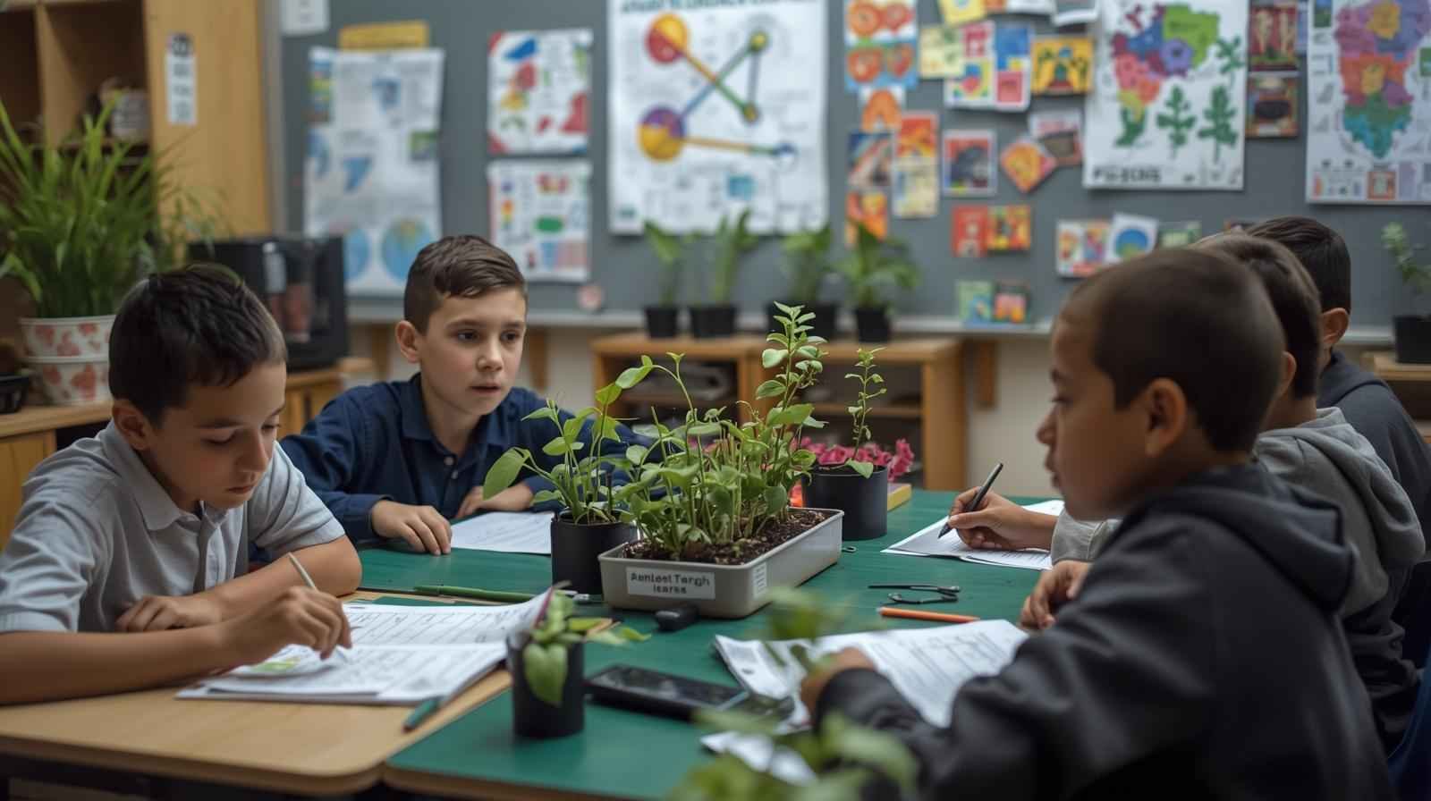 ילדים יושבים בשיעור ולומדים על חינוך סביבתי